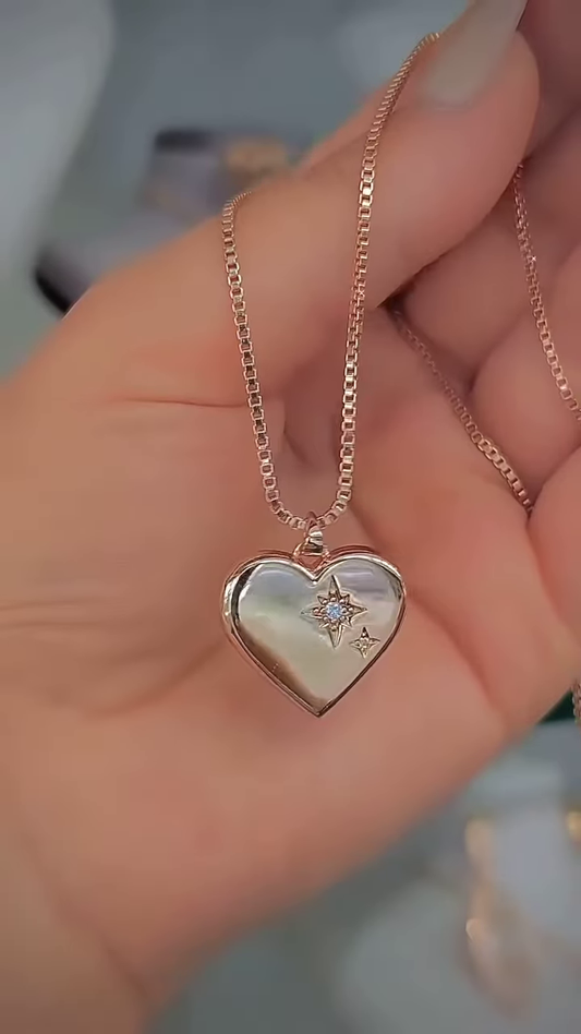 Heart-Shaped Mother-of-Pearl Pendant Necklace