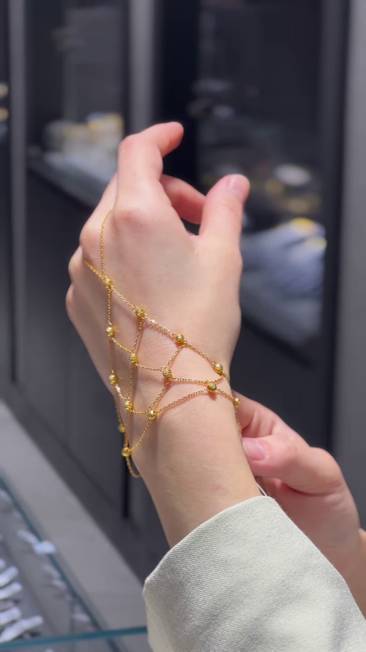 Golden Web Hand Chain Bracelet