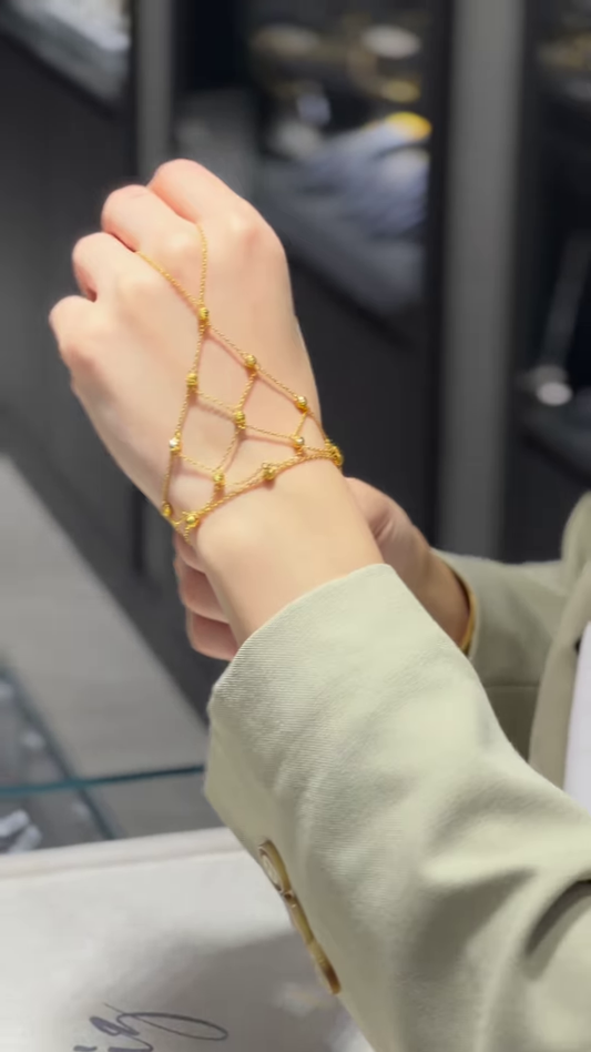 Golden Web Hand Chain Bracelet