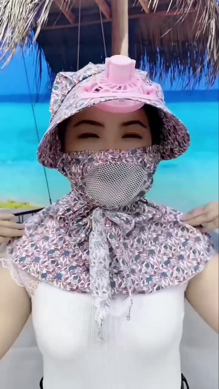 3-in-1 Floral Sun Hat with Built-in Fan and Full Face Protection – Pack Of 6