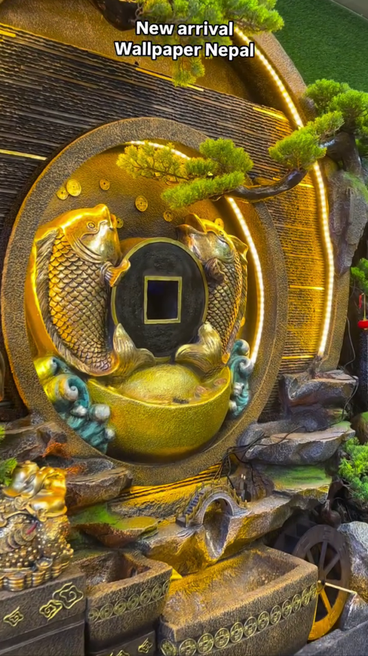 Golden Koi Fish Feng Shui Water Fountain