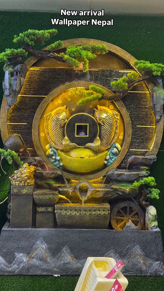 Golden Koi Fish Feng Shui Water Fountain