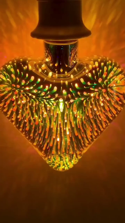 GalaxyGlow 3D Fireworks LED Bulb – Heart & Teardrop Edition