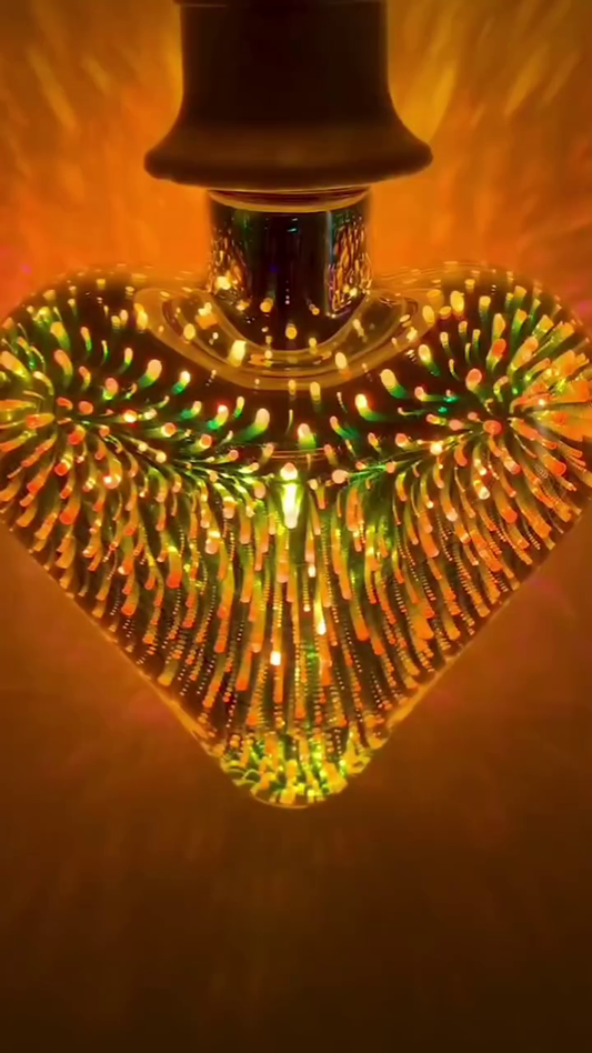 GalaxyGlow 3D Fireworks LED Bulb – Heart & Teardrop Edition
