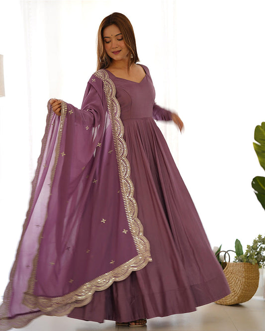 Kanak Mishra In Floral Pink Color Soft Chiffon Three Piece Anarkali Gown